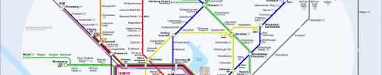Bahnlinien im HVV, Übersichtsplan, Grafik: wikipedia; Lars Hänisch