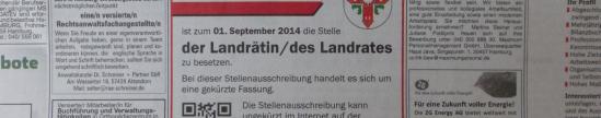 Landrätin gesucht! Anzeige aus dem Hamburger Abendblatt.