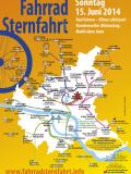Flyer mit Stadtplan, Routen und Startpunkten der Fahrrad-Sternfahrt 2014