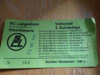 Eintrittskarte der Volleyballerinnen vom SC Langenhorn, Saison 1987/88